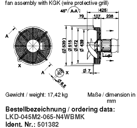 Габаритные размеры и исполнение KGV EX(e) 450/36 T4 400V 162351 2